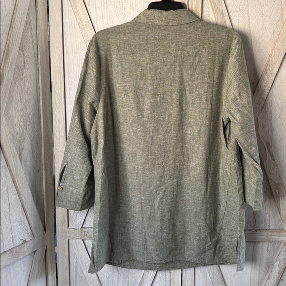 Jones New York Linen Blend Sage Green Tunic Top - Picture 7 of 10